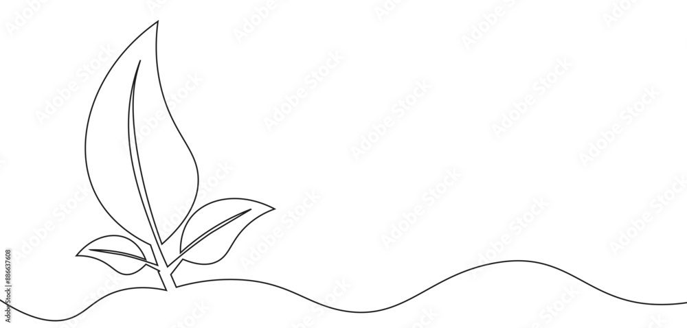 Cute plant growth one continuous line drawing botanical business growth concept design vector Cute plant growth one continuous line drawing botanical business growth concept design vector