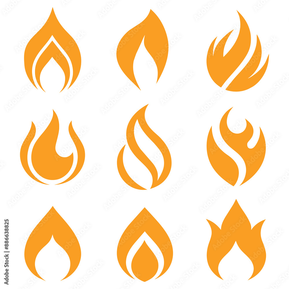 Red Fire logos icons template collection isolated vector illustrations generated by Ai Red Fire logos icons template collection isolated vector illustrations generated by Ai