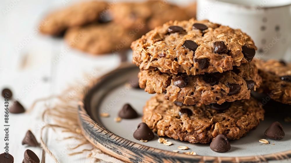 Fototapeta premium Handmade Chocolate Chip Oat Biscuits