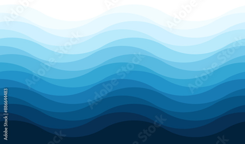 Blue waves, seamless, abstract, gradual background illustrate the sea or ocean water surface