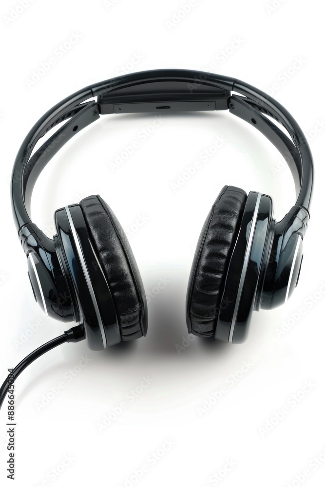 Fototapeta premium Black Headphones on White Surface