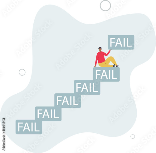 learn to fail as path to achieve goal concept.flat design.illustration with people.