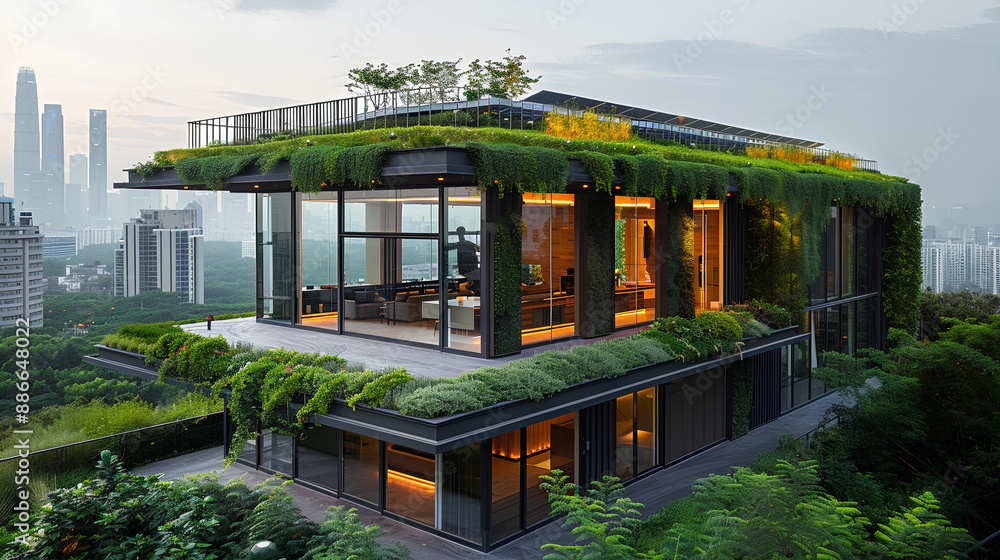 A modern, eco-friendly rooftop home A modern, eco-friendly rooftop home