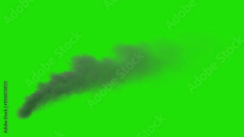 Black smoke from the chimney pollutes the air with dirty gas. Video on Green screen Chromakey. Included footage isolated on white great overlay with blending mode Multiply, Video on black and alpha.