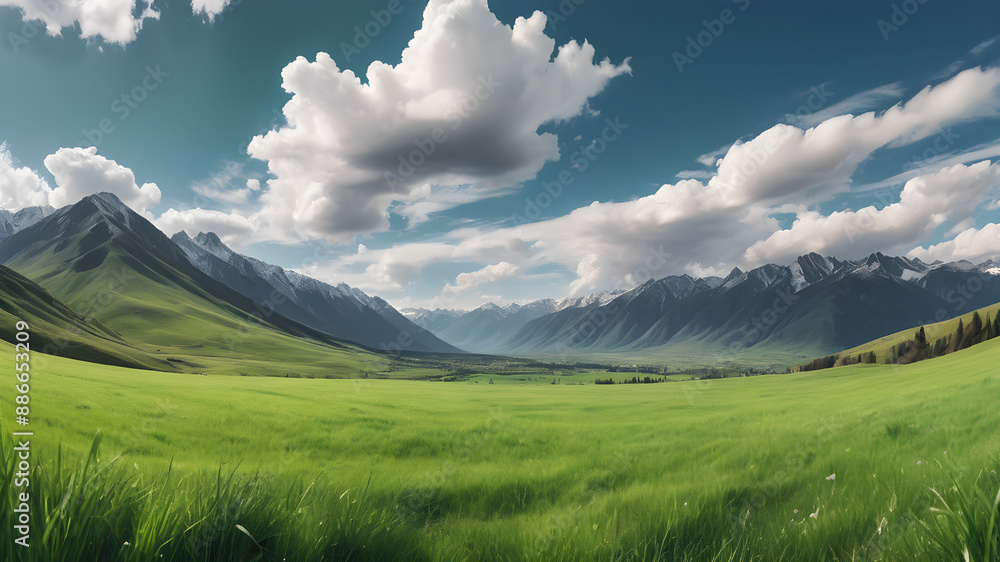 grass and mountains grass and mountains