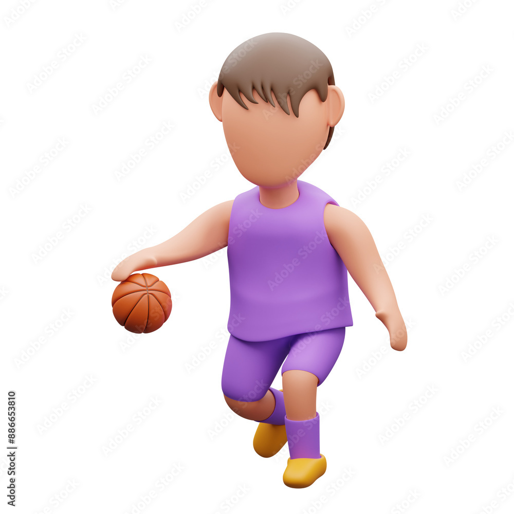 Boy playing basketball 3d illustration Boy playing basketball 3d illustration