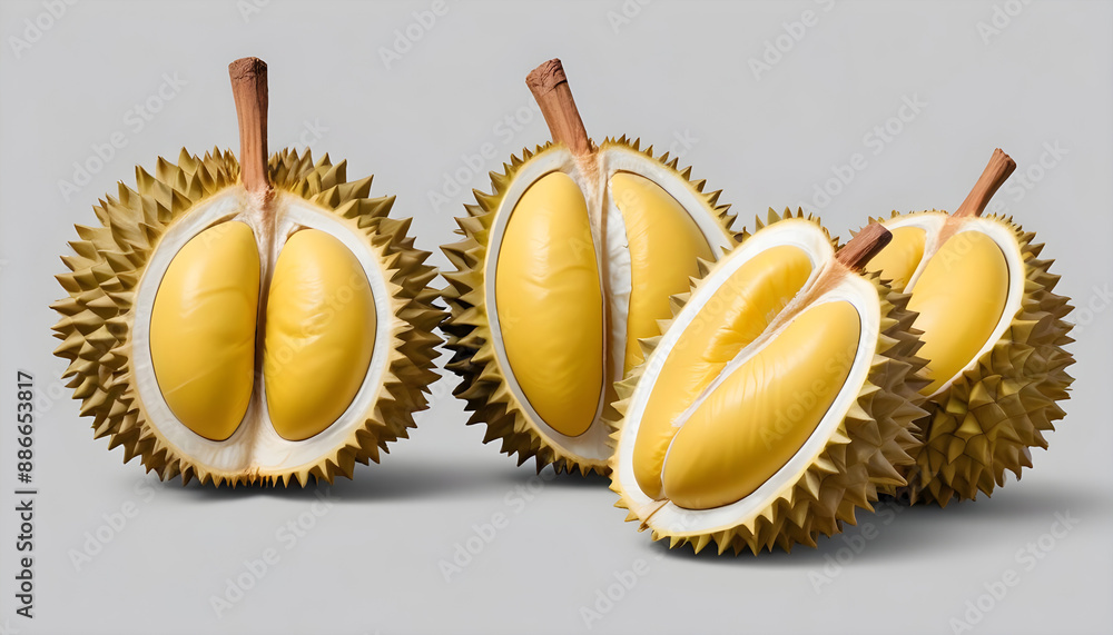 Delicious fresh set of durian fruit cut out 5 Delicious fresh set of durian fruit cut out 5