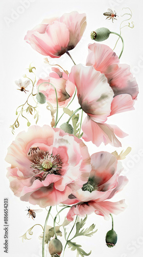 A variety of pink flowers s...
