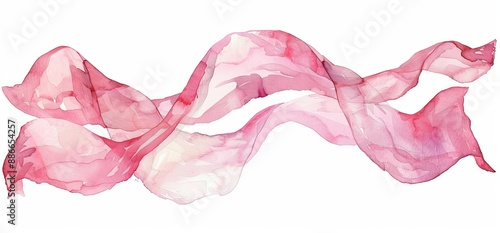 Banner and bow with watercolor ribbon for greetings and logos