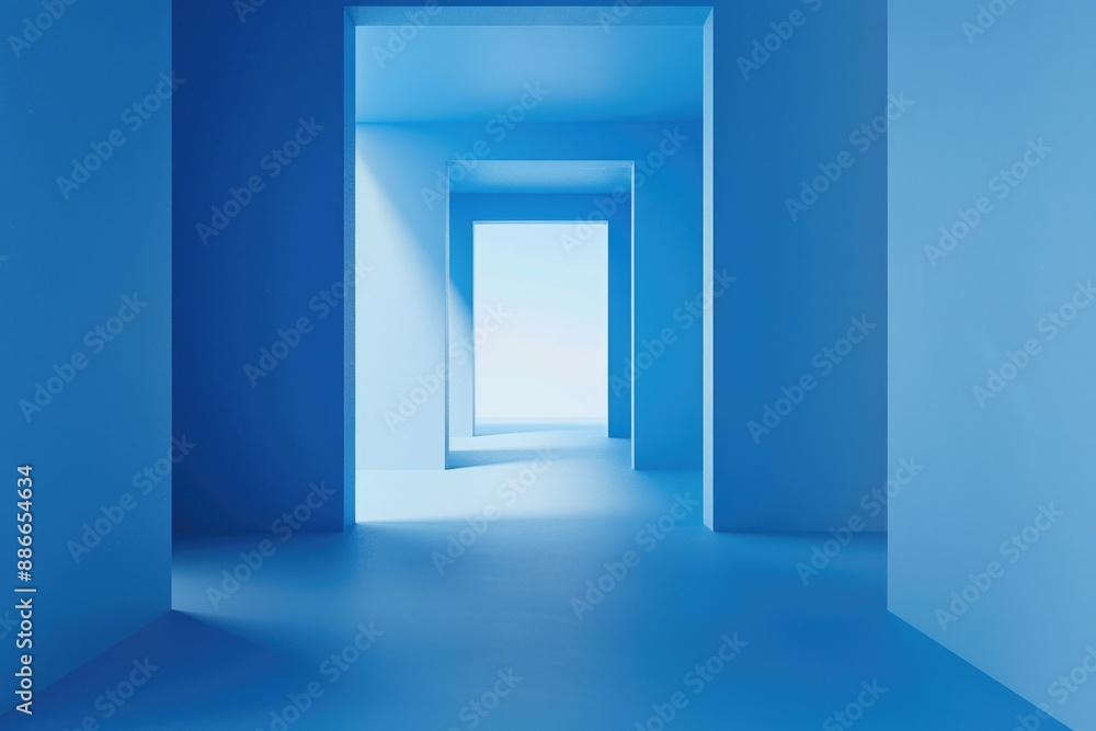Empty Room with Bright Blue Door Empty Room with Bright Blue Door