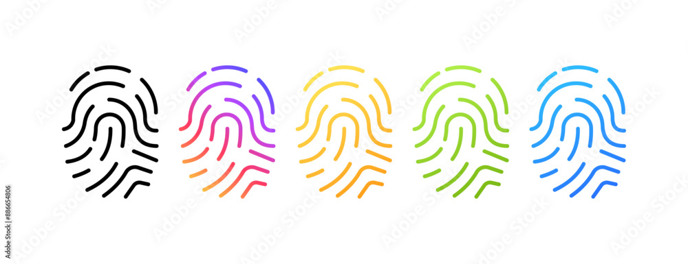 Biometry set icons. Fingerprint Icons. Linear and flat styles. Vector icons. Biometry set icons. Fingerprint Icons. Linear and flat styles. Vector icons.