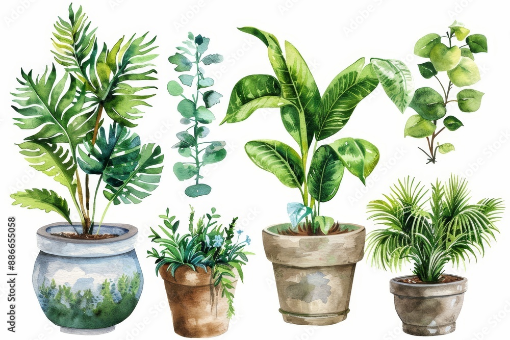 You can use these indoor plants and pots to design cards, stickers, wall decor, and other printed materials You can use these indoor plants and pots to design cards, stickers, wall decor, and other printed materials
