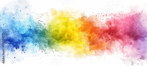 Watercolor rainbow banner background. Bright vibrant colors. Creative gradients, splashes and stains. Abstract color scheme.