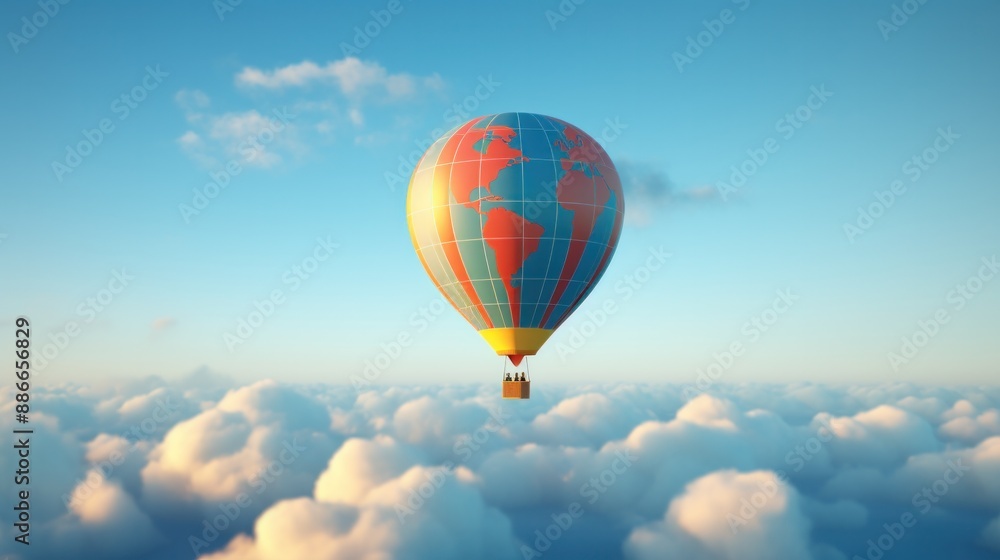 A giant inflatable globe balloon floating in the sky A giant inflatable globe balloon floating in the sky