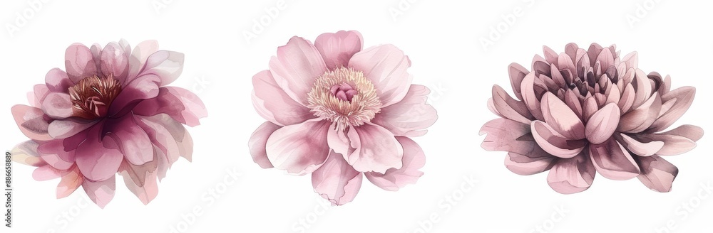 Illustration of flowers in watercolors. Composition in manual form. Big watercolor set. Illustration of flowers in watercolors. Composition in manual form. Big watercolor set.