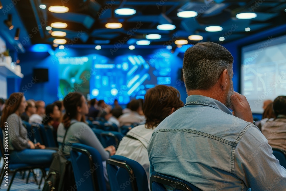 Fototapeta premium Educational Seminar on Property Exchange with Expert Speaker and Modern AV Equipment