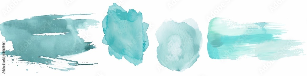 Set of abstract mint green watercolor water splashes on a white background. Ink paint brush stain. Green splatter spot. Watercolor pastel splash. Set of abstract mint green watercolor water splashes on a white background. Ink paint brush stain. Green splatter spot. Watercolor pastel splash.