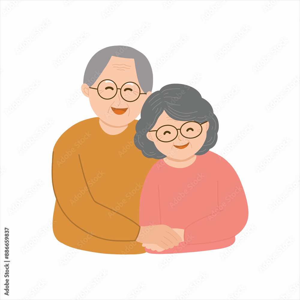 Grandparents Cartoon Style Illustration Grandparents Cartoon Style Illustration
