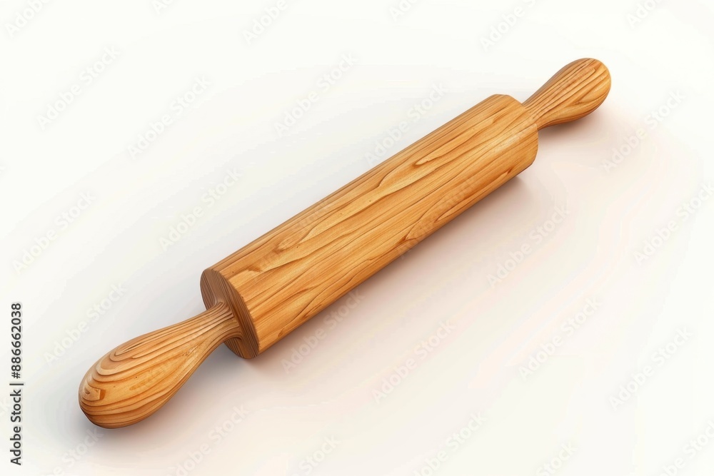Rolling pin minimalist, 4k 3d render, isometric on Isolate white background