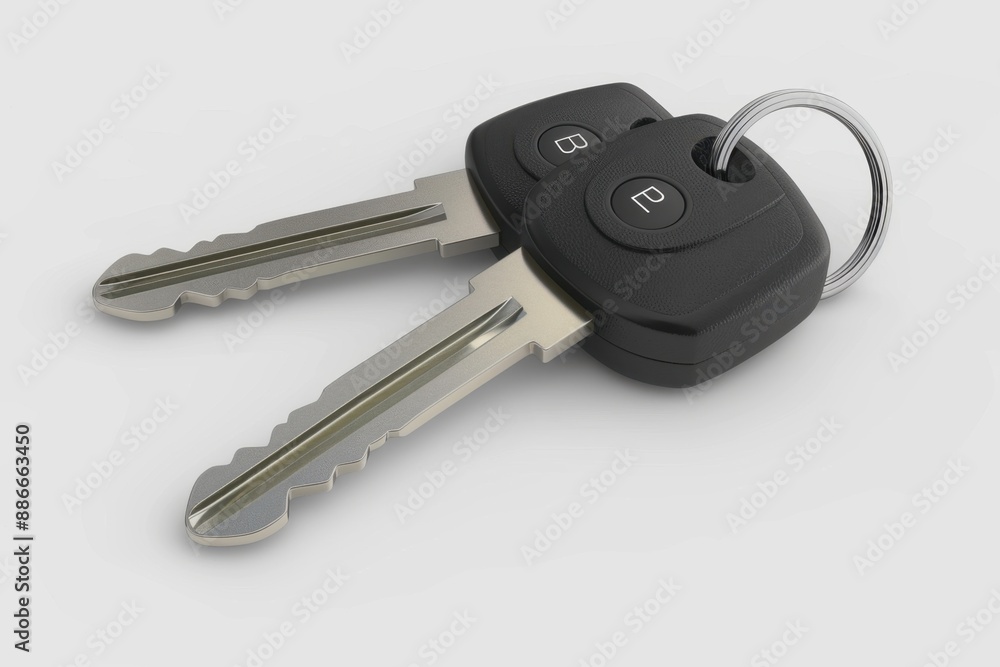 Car keys for driver minimalist, 4k 3d render, isometric on Isolate white background Car keys for driver minimalist, 4k 3d render, isometric on Isolate white background