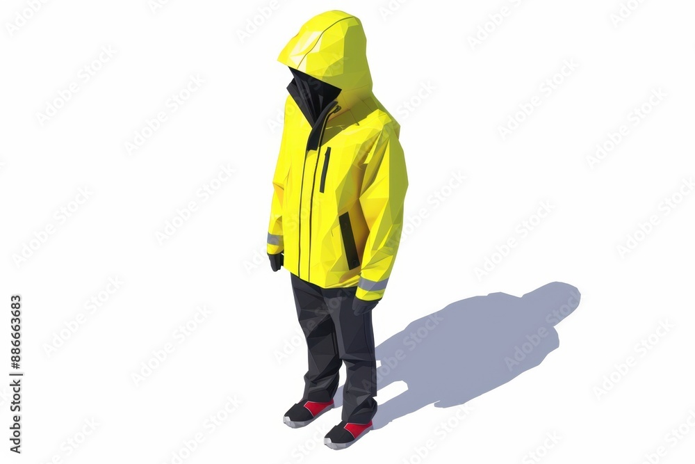High visibility jacket for driver minimalist, 4k 3d render, isometric on Isolate white background High visibility jacket for driver minimalist, 4k 3d render, isometric on Isolate white background