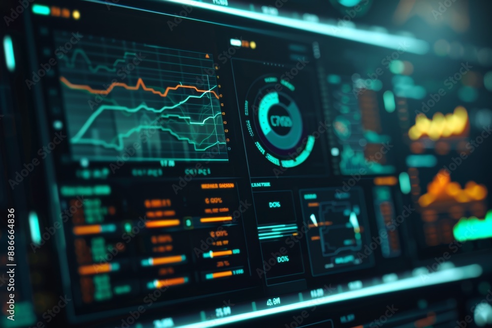 Futuristic Digital Interface with Real-Time Data Exchange Visualization for Tech Design