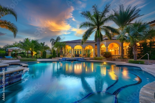 Luxury Home with Pool and Sunset