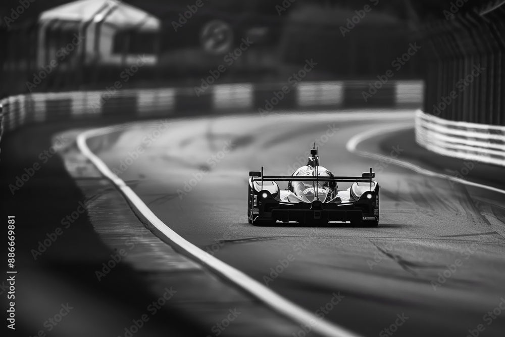 Fototapeta premium A race car is driving on a track