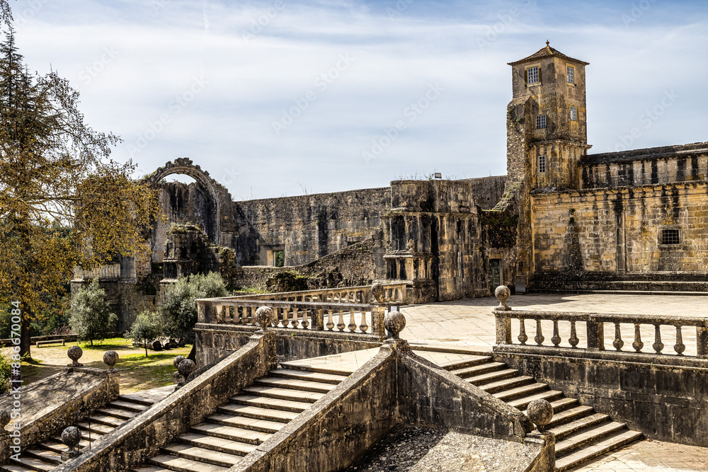The Monastery of the Order of Christ, Convento de Cristo at the city of Tomar. Santarem District. Portugal. The Monastery of the Order of Christ, Convento de Cristo at the city of Tomar. Santarem District. Portugal.