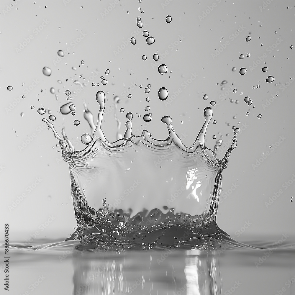 Water splash affect the surface, forming rings on the surface. Water Splash Against White Background. Environment save and ecology theme concept Water splash affect the surface, forming rings on the surface. Water Splash Against White Background. Environment save and ecology theme concept