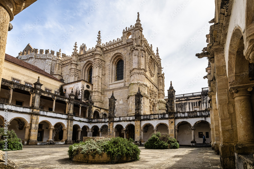 Main cloister of the Monastery of the Order of Christ, Convento de Cristo in Tomar, Portugal.