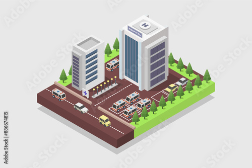 Hospital building isometric