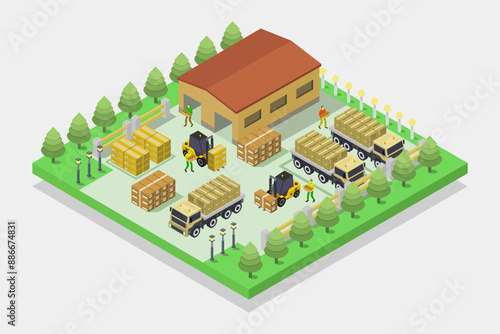 Isometric warehouse