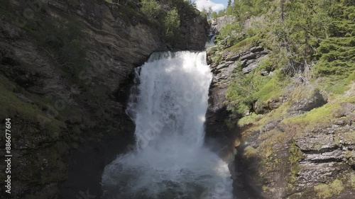 Norwegian scenic Waterfall in a Forest 4 (Ungraded D-log M version) photo