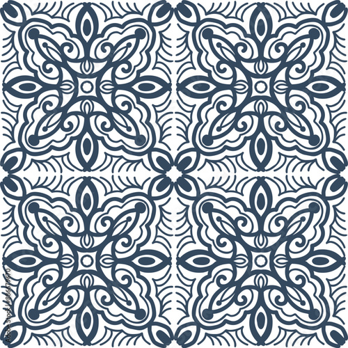 Монохромный  seamless pattern with arabesques  in a retro style. Vector illustration