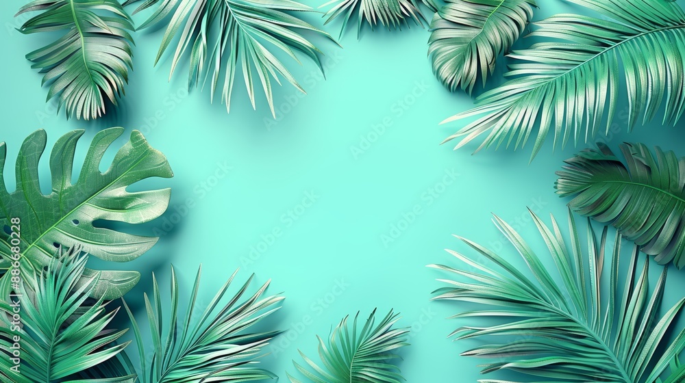 Naklejka premium Vibrant green leaves on light background with space for text, ideal for creative projects