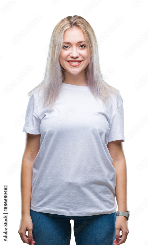 Young blonde woman over isolated background with a happy and cool smile on face. Lucky person. Young blonde woman over isolated background with a happy and cool smile on face. Lucky person.