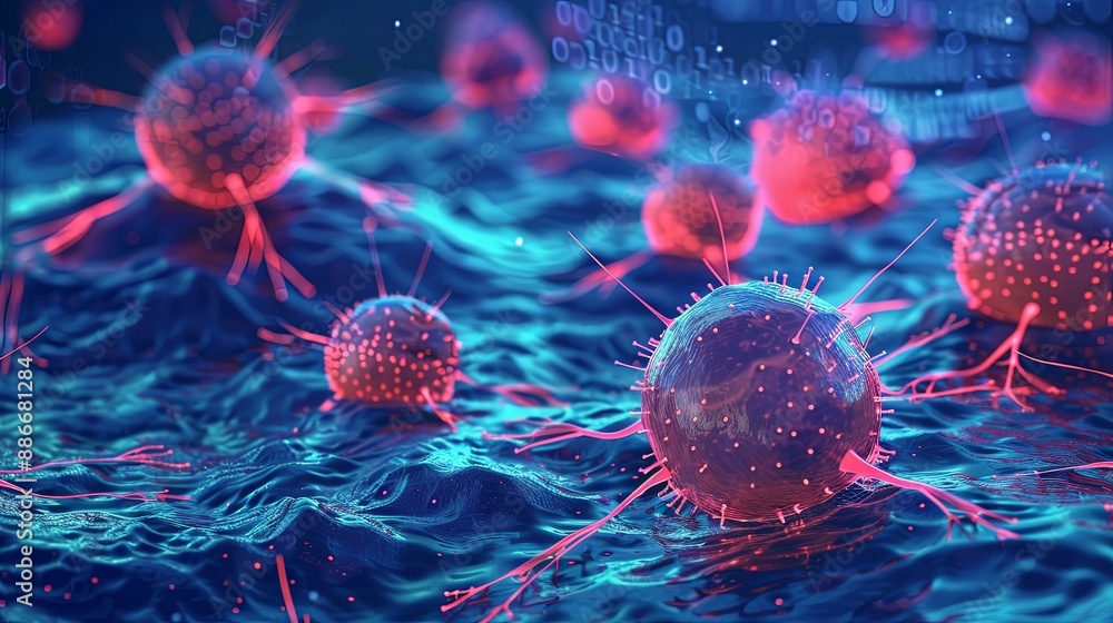 3d rendered illustration of a bacteria closeup. Red and Blue Virus with free space for editing 3d rendered illustration of a bacteria closeup. Red and Blue Virus with free space for editing