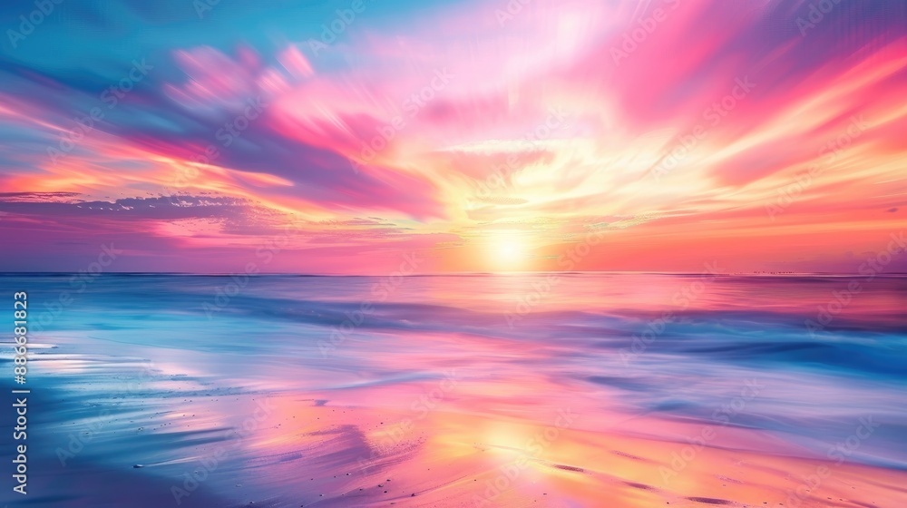 Colorful blurred sunset on beach with abstract seascape Colorful blurred sunset on beach with abstract seascape
