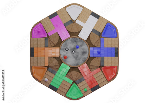 3D illustration of ludo game, parchis table board photo