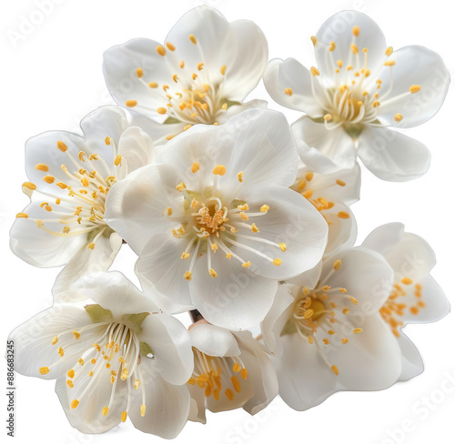 bunch of white flowers with yellow stamens