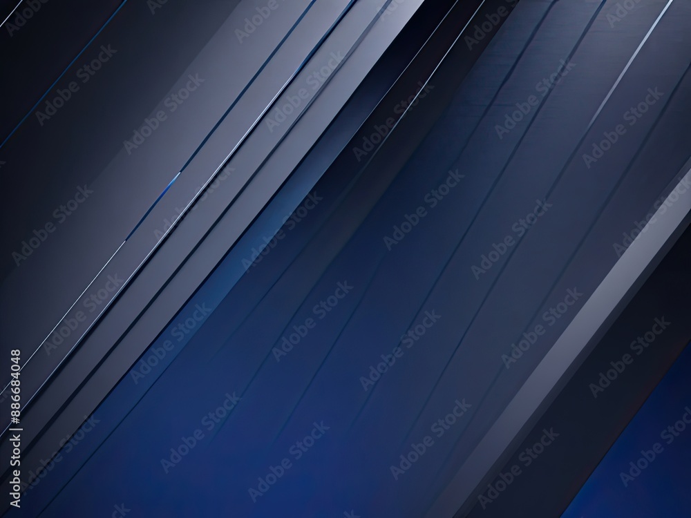 Sharp edges, a dark blue gradient, abstract background with black lines and geometric patterns, a modern minimalist design, and light reflection on the metal strips' surface Sharp edges, a dark blue gradient, abstract background with black lines and geometric patterns, a modern minimalist design, and light reflection on the metal strips' surface