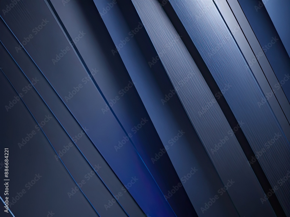 Sharp edges, a dark blue gradient, abstract background with black lines and geometric patterns, a modern minimalist design, and light reflection on the metal strips' surface Sharp edges, a dark blue gradient, abstract background with black lines and geometric patterns, a modern minimalist design, and light reflection on the metal strips' surface