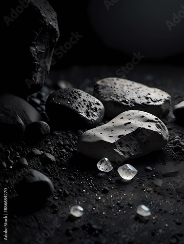 Black and white stones. Close-up, natural resources