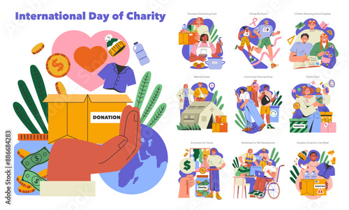 International Day of Charity. Flat Vector Illustration