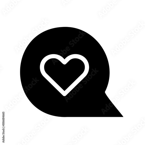 Circular Chat Bubble with Heart Fill Icon - Suitable for Web Page, Mobile App, UI, UX Design