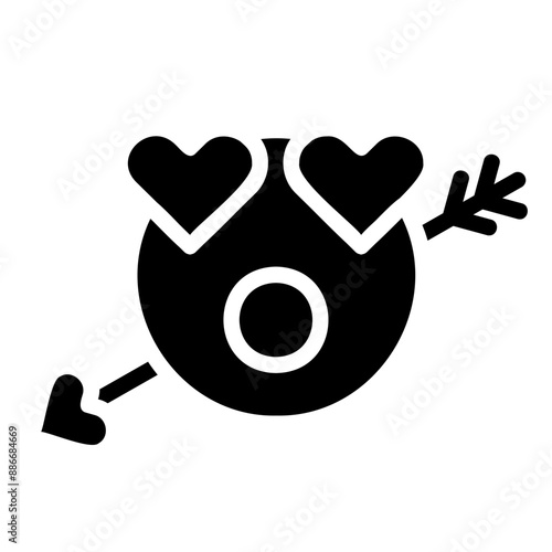 Heart-Eyed Face with Arrow Fill Icon - Suitable for Web Page, Mobile App, UI, UX Design