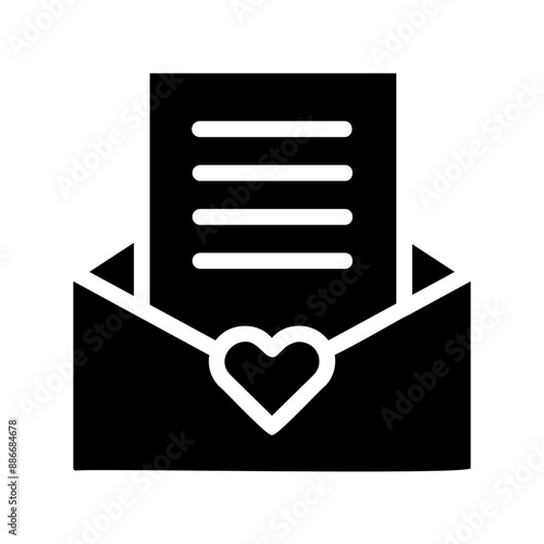 Love Letter with Heart Fill Icon - Suitable for Web Page, Mobile App, UI, UX Design