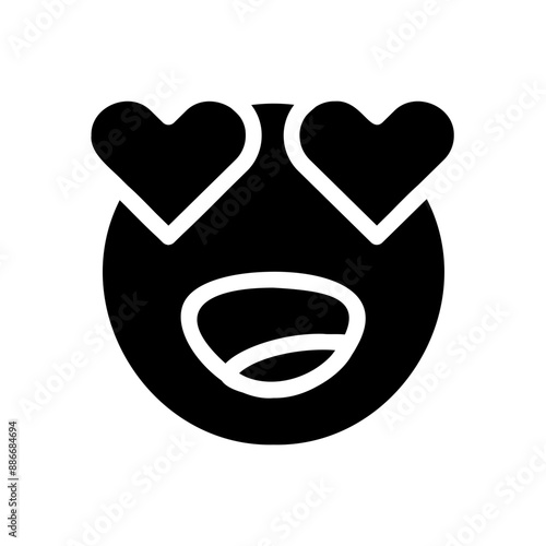 Heart-Eyed Face Fill Icon - Suitable for Web Page, Mobile App, UI, UX Design
