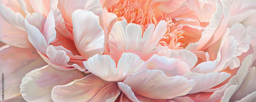 Close-up of a stunning peony, focusing on its lush petals and soft colors. Illustration for a romantic design or springtime artwork. The intricate details capture the peony delicate beauty. Close-up of a stunning peony, focusing on its lush petals and soft colors. Illustration for a romantic design or springtime artwork. The intricate details capture the peony delicate beauty.